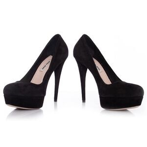 Miu Miu suede lace up platform pumps, S7.5, $795